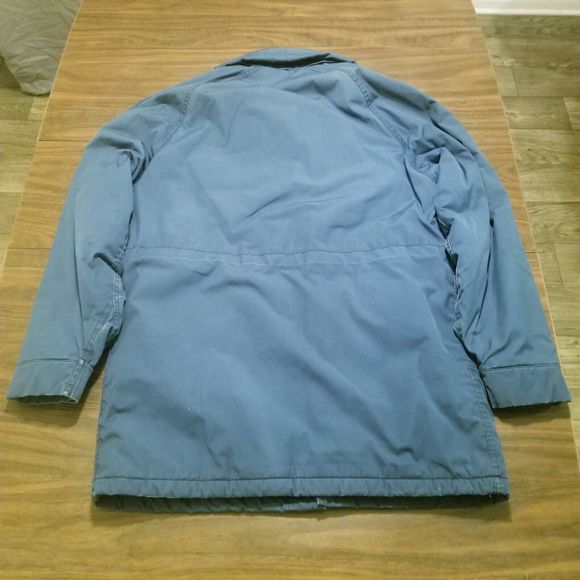 Woolrich Field Jacket Men's Size XL Blue Chore Coat Hooded Vintage Made In USA - Picture 3 of 7